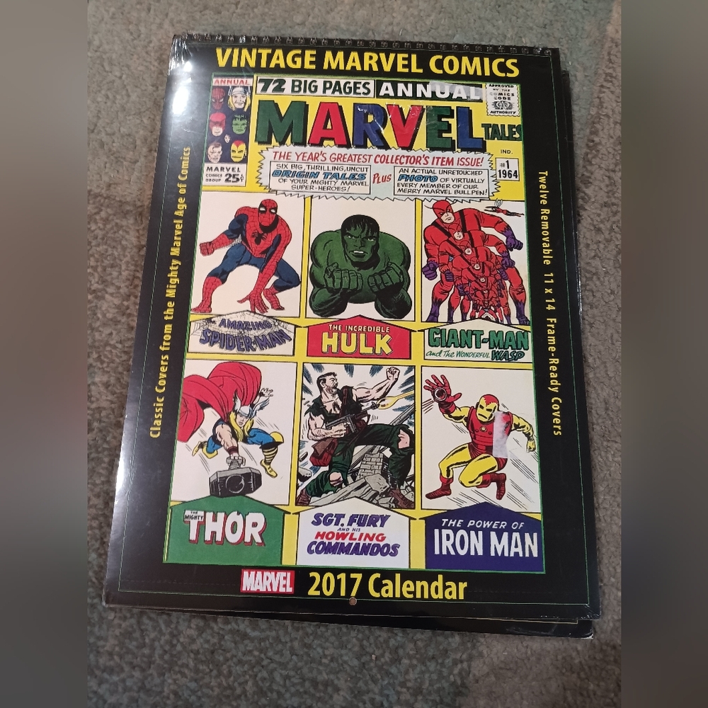 Marvel 2017 Calendar with Iconic Heroes in Red, Blue, and Green